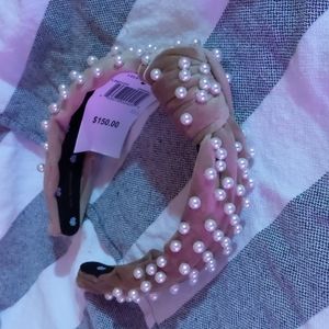 Lele Sadoughi Desert Tan Pearl Headband